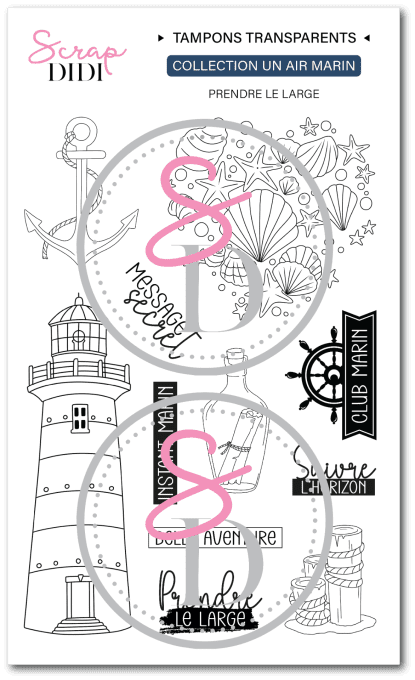 Tampon Clear A6 Prendre le Large Un Air Marin Scrap Didi pour scrapbooking sur le thème de la mer, d
