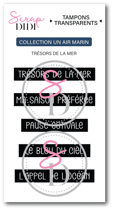 Tampon Clear A8 Trésors de la Mer Un Air Marin Scrap Didi pour scrapbooking sur le thème des coquill