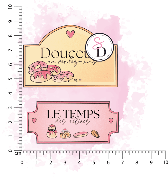 Tampon caoutchouc - Duo de panneaux - Au pays des gourmandises 