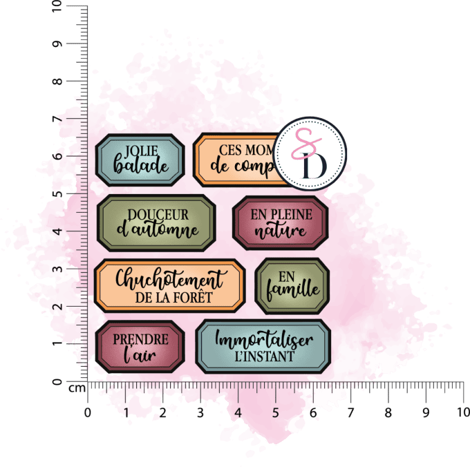 Tampon caoutchouc - Set d'étiquettes - ECLATS D'AUTOMNE