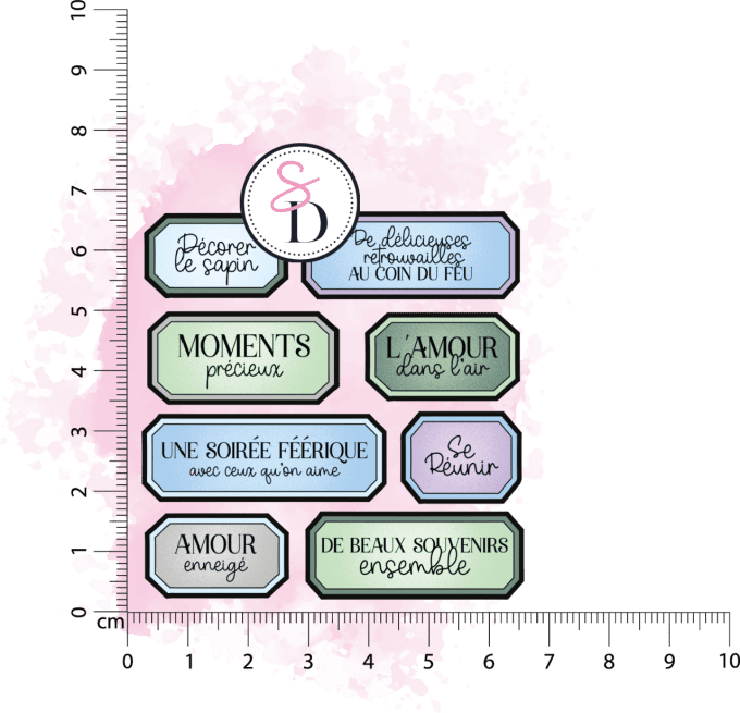 Tampon caoutchouc - Set d'étiquettes - Hiver Féerique