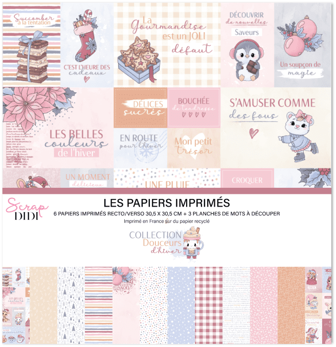 Kit de 6 papiers imprimés - Douceurs d'hiver