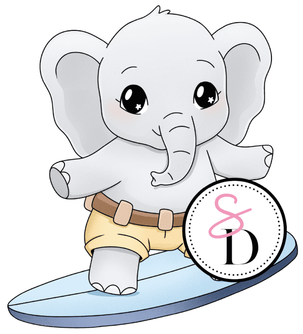 Tampon Caoutchouc – Éléphant Surfeur – Un Air Marin
