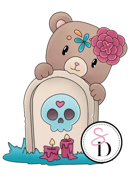 Tampon caoutchouc Ourson de minuit Halloween Frissons Mexicains Scrap Didi