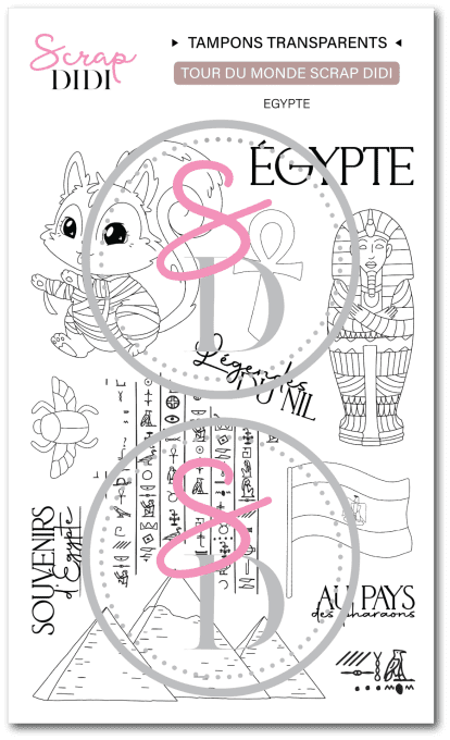 Tampons clear A6 thème Égypte avec motifs pyramides et hiéroglyphes pour scrapbooking voyage